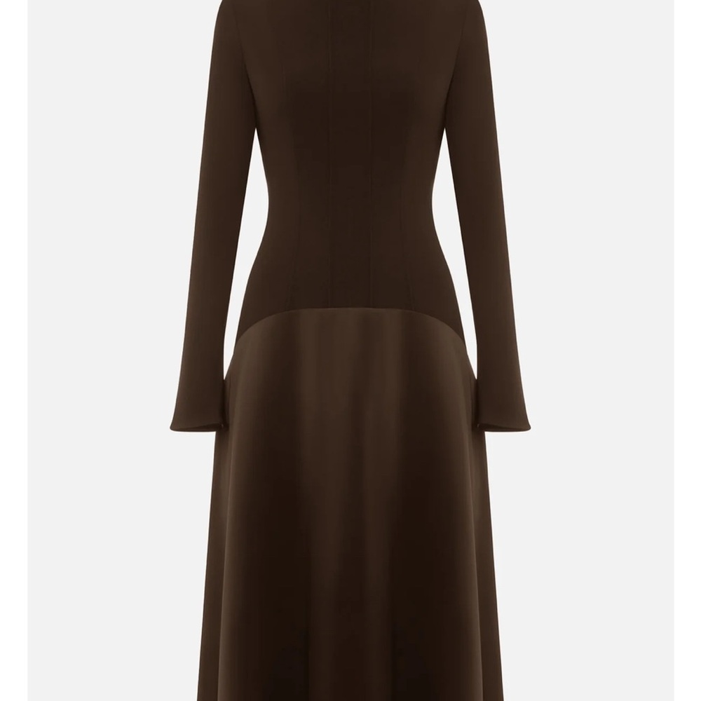 Elegant Long Sleeve Brown Dress